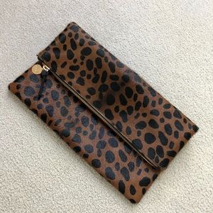 Clare V leopard print fold over clutch BNWOT